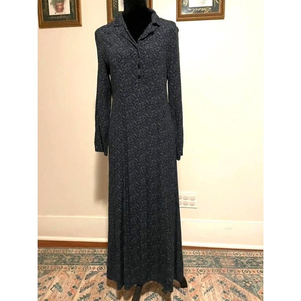 Vintage L.L.Bean Navy Floral Maxi Dress